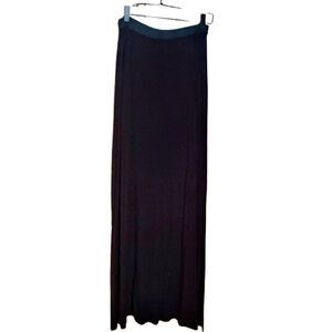 Free People long black sexy Jersey high side slit maxi skirt Sz XS